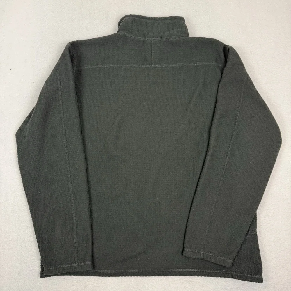 The North Face Mens Large 1/4 Zip Grid Fleece‎ Pullover Green Waffle Knit A32S